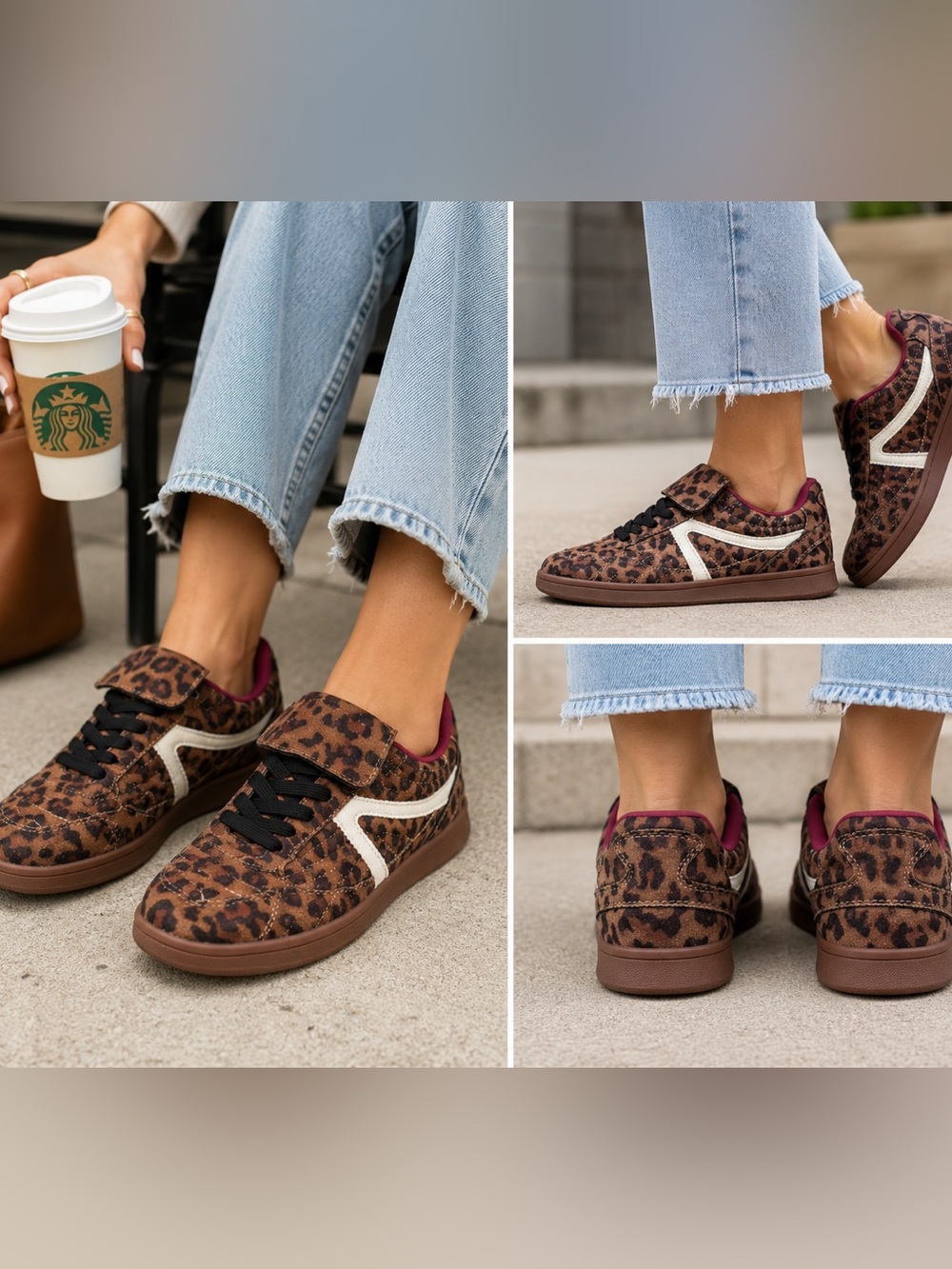 CUSHIONAIRE Leopard Print Sneakers Quilted Hook & Loop Lace Casual Shoes Women 6